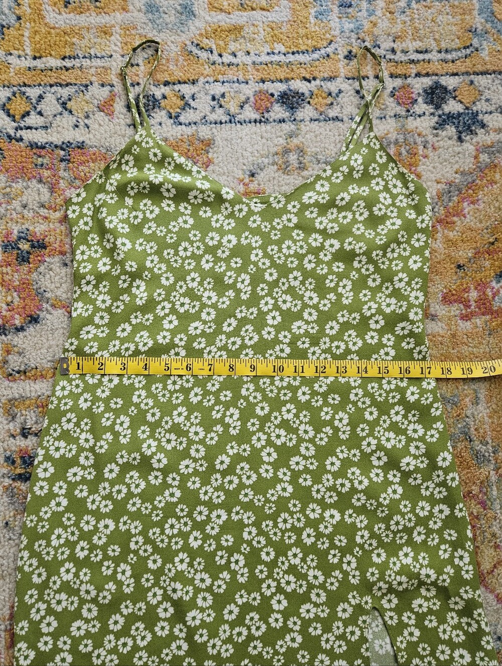 Size 8 Reformation Crimini Fennel Green Floral Midi Slip Dress - Picture 7 of 11